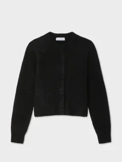 New White + Warren merino cashmere boucle jacket Black