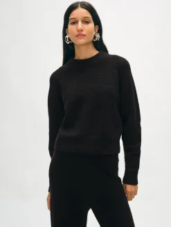 Hot White + Warren merino cashmere boucle sweatshirt Black