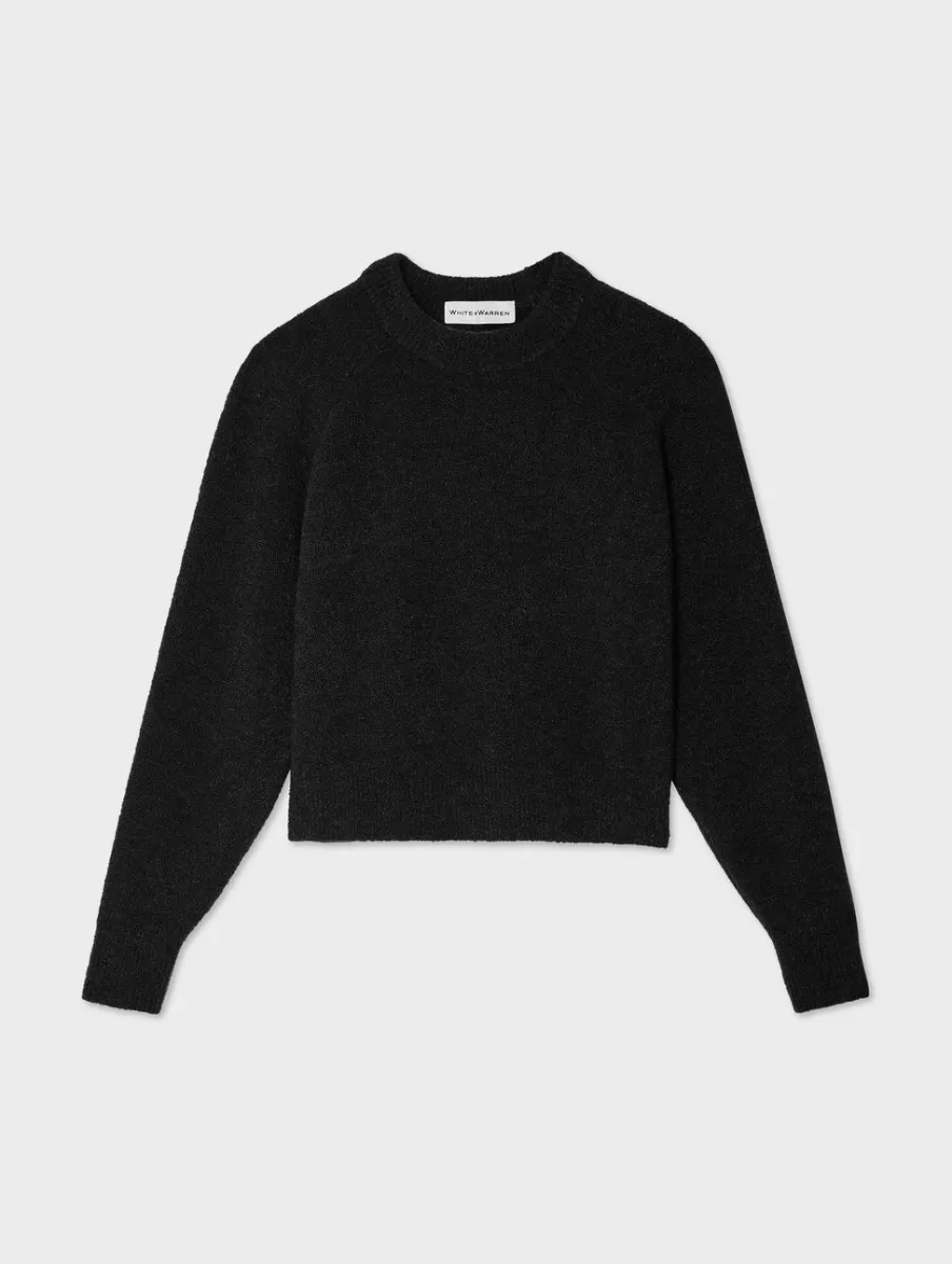 Hot White + Warren merino cashmere boucle sweatshirt Black
