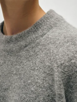 Online White + Warren merino cashmere boucle sweatshirt PaleSmoke