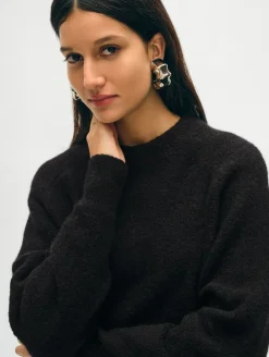 Discount White + Warren merino cashmere boucle sweatshirt Black