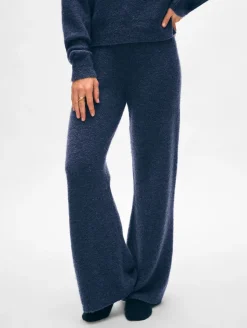 Online White + Warren merino cashmere boucle wide leg pant Indigo