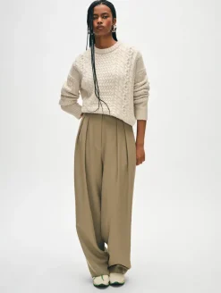 Sale White + Warren merino cashmere cable crewneck Ivory