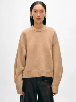 Best White + Warren merino cashmere drop shoulder crewneck SoftCamel