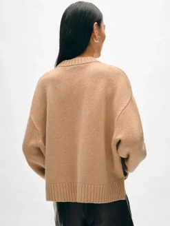 Best White + Warren merino cashmere drop shoulder crewneck SoftCamel