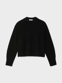 Clearance White + Warren merino cashmere drop shoulder crewneck Black
