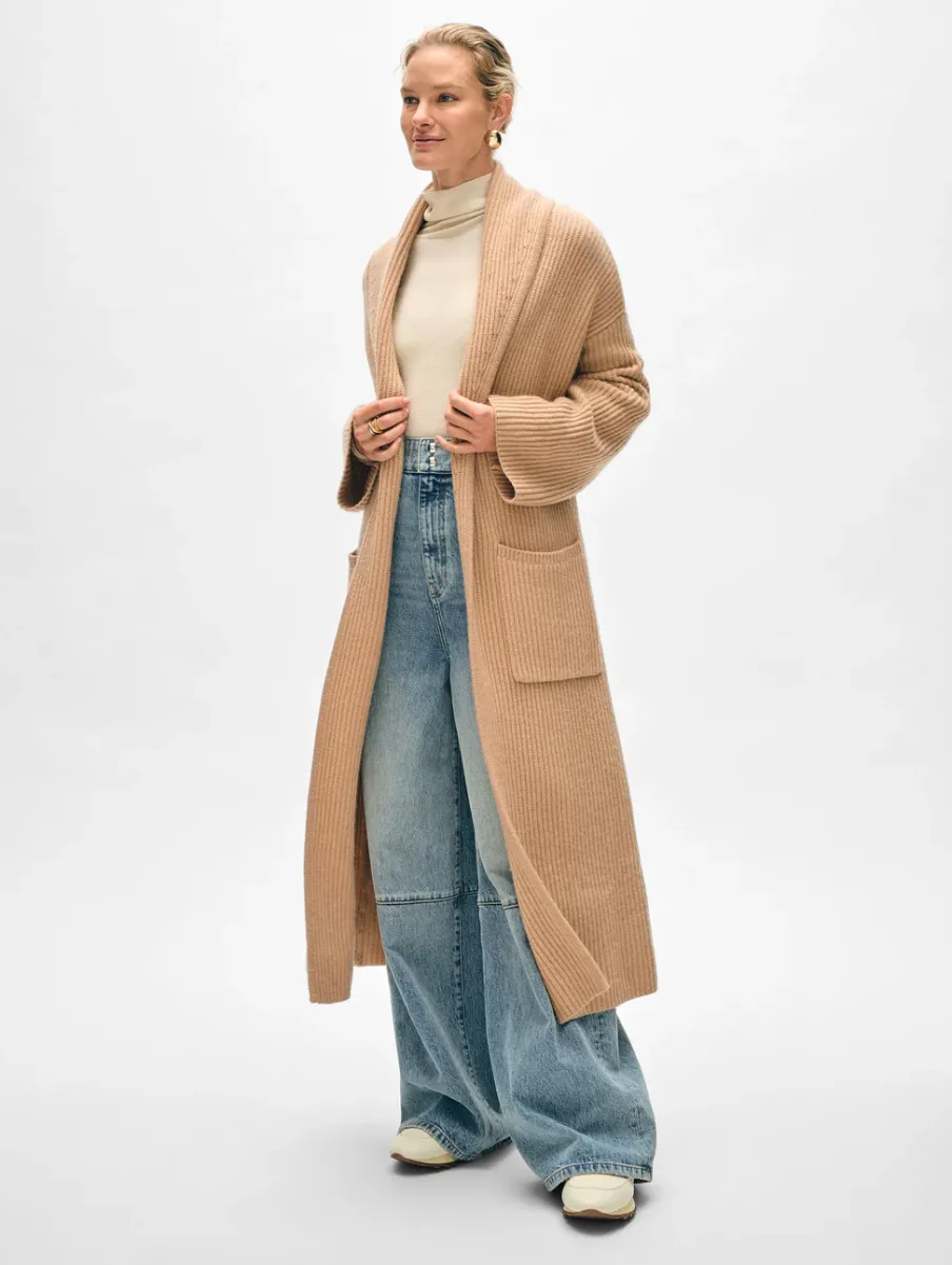 Discount White + Warren merino cashmere luxe coatigan SoftCamel