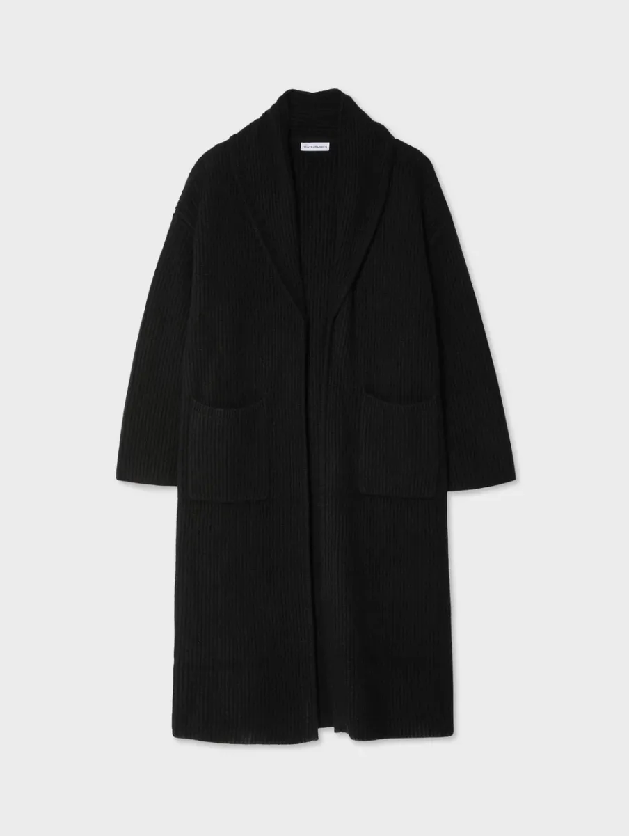Online White + Warren merino cashmere luxe coatigan Black