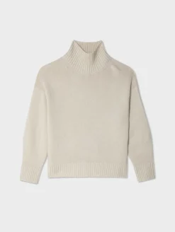 Outlet White + Warren merino cashmere standneck Ivory