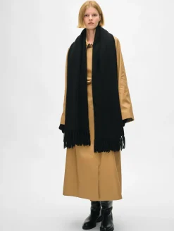 Fashion White + Warren merino cashmere tassel scarf Black