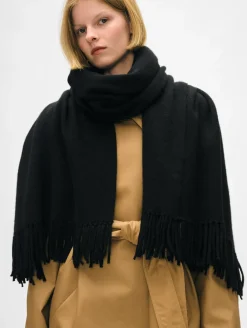 Discount White + Warren merino cashmere tassel scarf Black