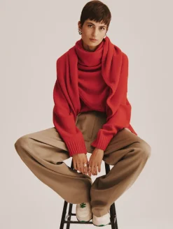Best White + Warren merino cashmere triangle scarf CottageRed