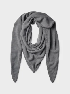 New White + Warren merino cashmere triangle scarf PewterHeather