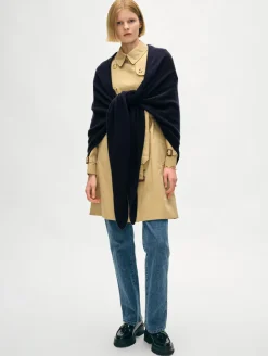 Discount White + Warren merino cashmere triangle scarf Navy