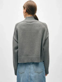 Sale White + Warren organic cotton cropped standneck Stone