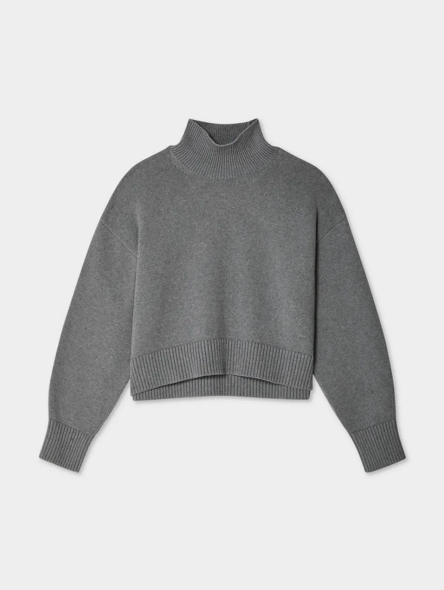 Sale White + Warren organic cotton cropped standneck Stone
