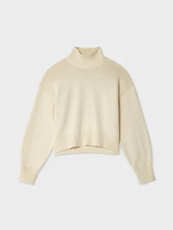Outlet White + Warren organic cotton cropped standneck Ecru
