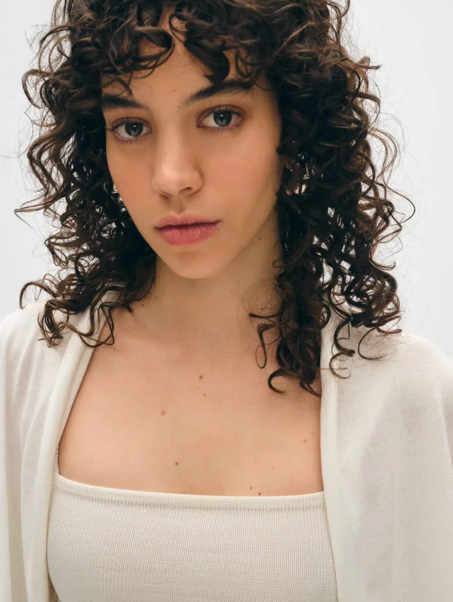 Online White + Warren organic cotton cropped trapeze cardigan White