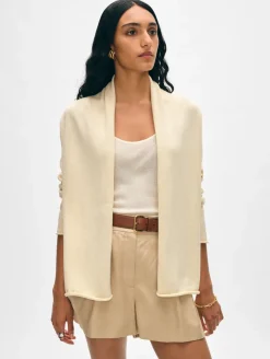 Discount White + Warren organic cotton mini trapeze cardigan Ecru