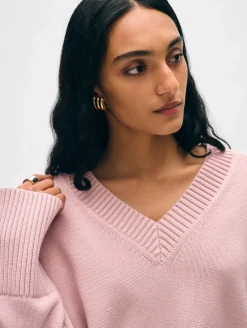 Best White + Warren organic cotton oversized v neck Blush
