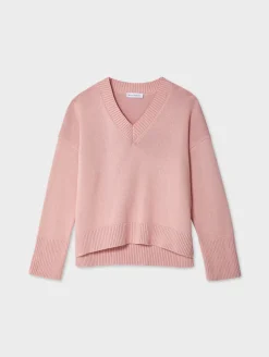 Best White + Warren organic cotton oversized v neck Blush