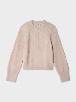 Discount White + Warren organic cotton plaited crewneck Blush/Ecru