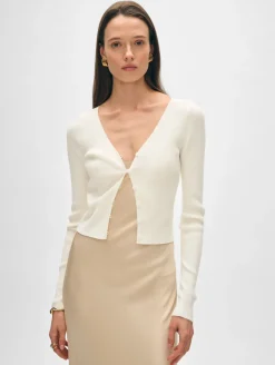 Fashion White + Warren organic cotton ribbed cardigan White