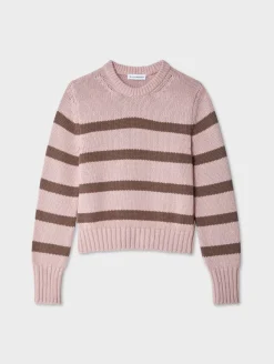 Clearance White + Warren organic cotton striped crewneck Blush/Mocha