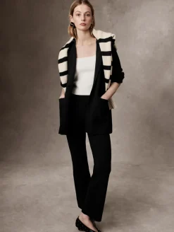 Hot White + Warren organic cotton striped crewneck Ecru/Black
