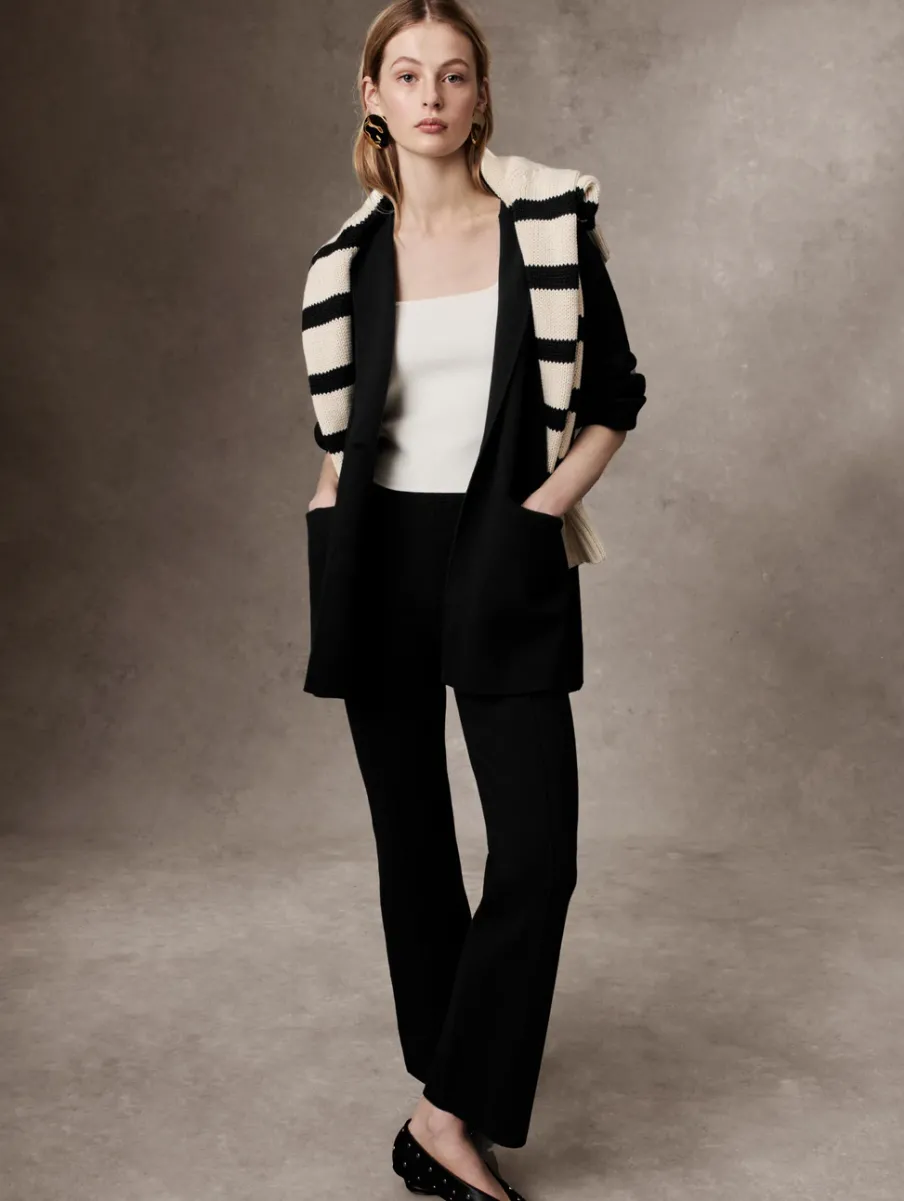 Hot White + Warren organic cotton striped crewneck Ecru/Black
