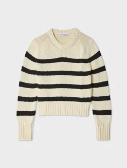 Hot White + Warren organic cotton striped crewneck Ecru/Black