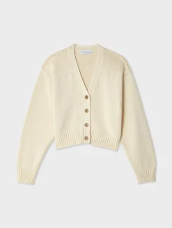 Hot White + Warren organic cotton v neck cardigan Ecru