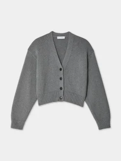 Fashion White + Warren organic cotton v neck cardigan Stone
