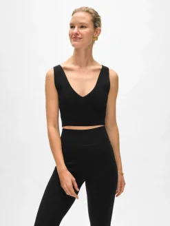 Discount White + Warren superfine merino bralette Black