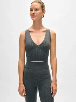 Fashion White + Warren superfine merino bralette AshGreyHeather