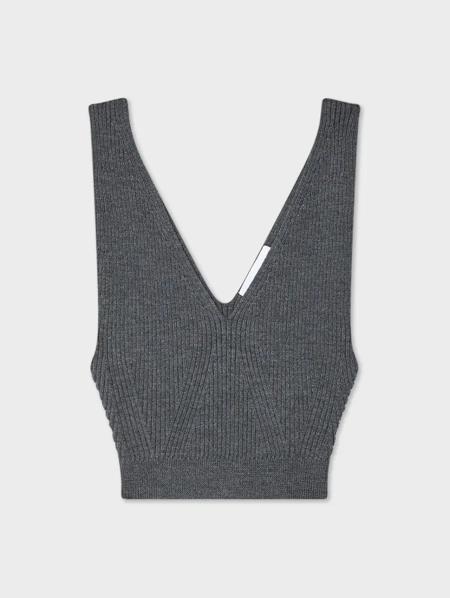Fashion White + Warren superfine merino bralette AshGreyHeather