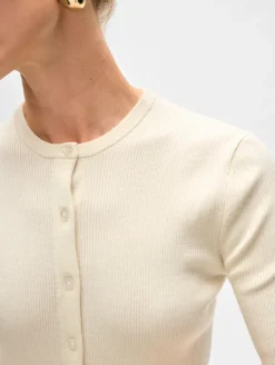 Hot White + Warren superfine merino cardigan Ivory