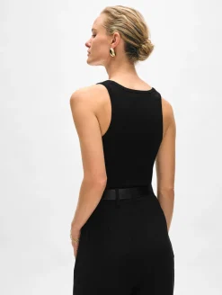 Clearance White + Warren superfine merino ribbed tank Black