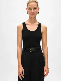 Discount White + Warren superfine merino ribbed tank Black