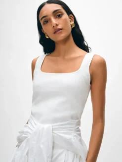 New White + Warren superfine organic cotton tank White