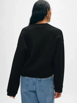 Sale White + Warren superfine organic cotton sweatshirt Black