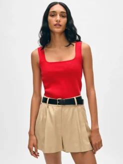 Online White + Warren superfine organic cotton tank RedCarnelian