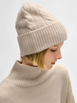Best White + Warren cashmere cable beanie NaturalHeather