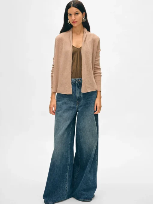 Sale White + Warren cashmere mini trapeze cardigan TrueCamel