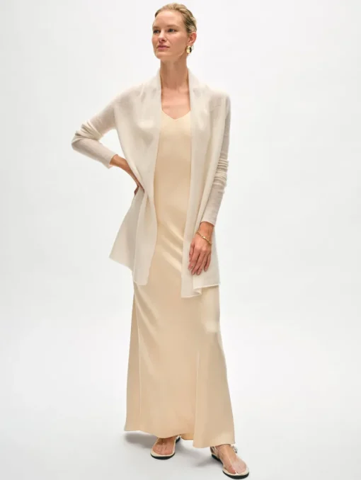 Hot White + Warren cashmere trapeze cardigan SoftWhite